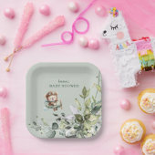 Vintage Airplane Teddy Bear Baby Shower Pappteller (Party)