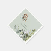 Vintage Airplane Teddy Bear Baby Shower Serviette (Ecke)