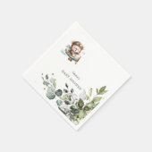 Vintage Airplane Teddy Bear Baby Shower Serviette (Ecke)