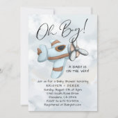 Vintage Airplane Up-Away Babydusche Einladung (Vorderseite)