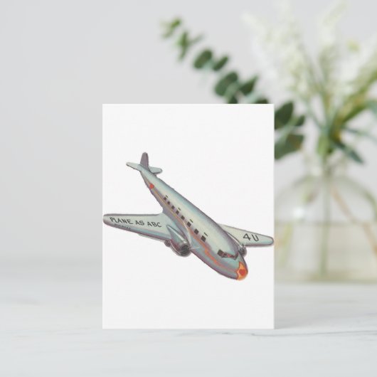 Vintage Airplane Valentine Feiertagspostkarte (Stehend Vorderseite)