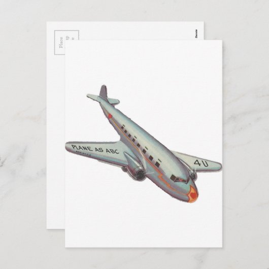 Vintage Airplane Valentine Feiertagspostkarte (Vorne/Hinten)