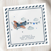 Vintage Airplane Wolken Wasserfarben Babydusche Serviette