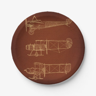 Vintage Airplanes Classic Plane Art Pappteller