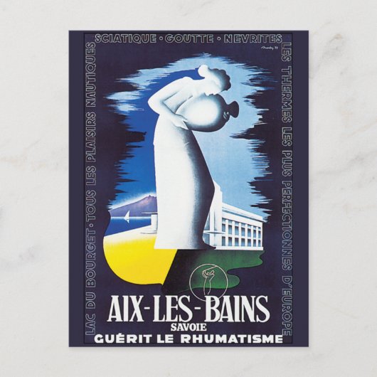 Vintage Aix-Les-Bains Postkarte (Vorderseite)