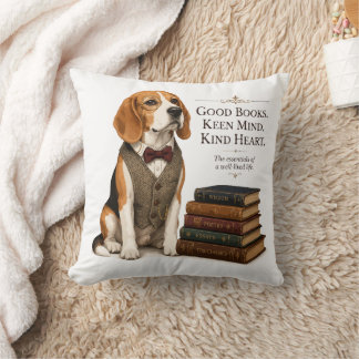 Vintage-akademischer Beagle-Bibliothekar-Kunst Kissen