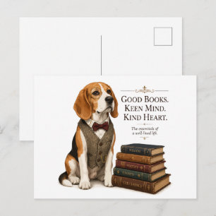 Vintage-akademischer Beagle-Bibliothekar-Kunst Postkarte