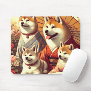 Vintage-Akita-Hunde-Gemälde Mousepad