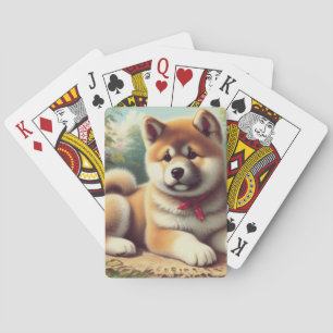 Vintage-Akita-Ölgemälde Spielkarten
