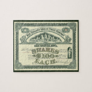 Vintage-Aktienzertifikat Unternehmensfinanzierung Puzzle