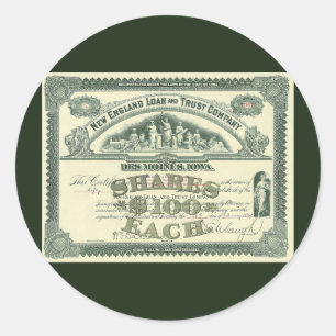 Vintage-Aktienzertifikat Unternehmensfinanzierung Runder Aufkleber