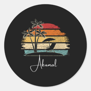 Vintage Akumal Strandliebhaber Palmen Frühling Und Runder Aufkleber