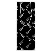 Vintage Akustikgitarren Kunstmuster Schwarz Geschenktüte Für Weinflaschen (Rückseite)