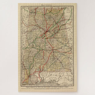 Vintage Alabama-Eisenbahnkarte (1888) Puzzle