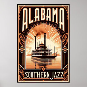 Vintage Alabama-Flussdampferplakat Poster