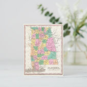 Vintage Alabama Staat Map (1827) Postkarte (Stehend Vorderseite)