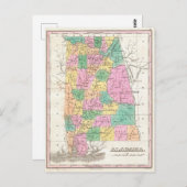 Vintage Alabama Staat Map (1827) Postkarte (Vorne/Hinten)