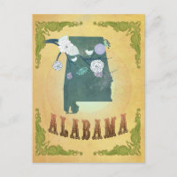 Vintage Alabama State Karte - Passionsfrucht Gelb