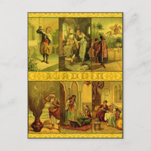 Vintage Aladdin Weihnachtsmontage Feiertagspostkarte