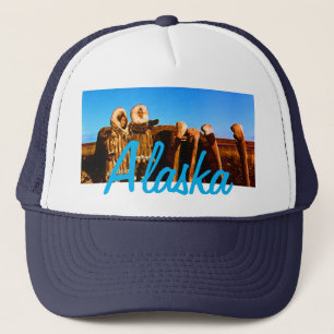 Vintage Alaska Fell bekleideter Eskimo arktischer Truckerkappe