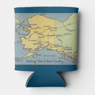 Vintage Alaska-Karte - Bering Strait, Nome, Barrow Dosenkühler