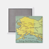 Vintage Alaska-Karte - Bering Strait, Nome, Barrow Magnet (Vorderseite/Rückseite)