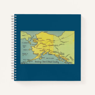 Vintage Alaska-Karte - Bering Strait, Nome, Barrow Notizblock