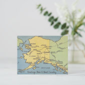 Vintage Alaska-Karte - Bering Strait, Nome, Barrow Postkarte (Stehend Vorderseite)