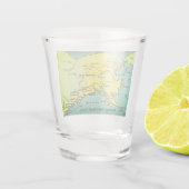 Vintage Alaska-Karte - Bering Strait, Nome, Barrow Schnapsglas (Rückseite)