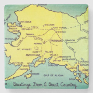 Vintage Alaska-Karte - Bering Strait, Nome, Barrow Steinuntersetzer