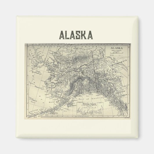 Vintage Alaska-Karte Magnet (Vorne)