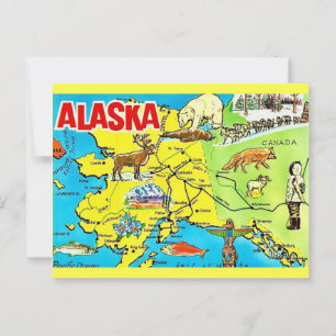 Vintage Alaska-Karte Postkarte