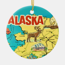 Vintage Alaska Map Postcard Keramik Ornament
