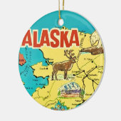 Vintage Alaska Map Postcard Keramik Ornament (Links)