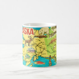 Vintage Alaska Map Postcard Mug Kaffeetasse