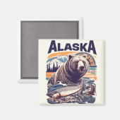 Vintage Alaska-Natur Magnet (Vorderseite/Rückseite)