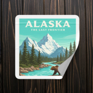 Vintage Alaska Quadratischer Aufkleber