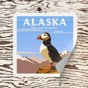Vintage Alaska Quadratischer Aufkleber