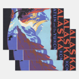 Vintage-Alaska-Reiseposter, Atlin und der Yukon Geschenkpapier Set
