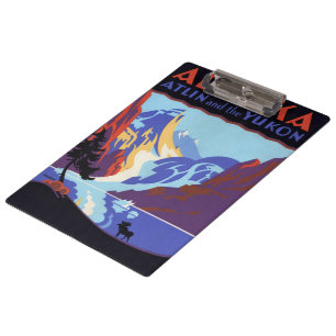 Vintage-Alaska-Reiseposter, Atlin und der Yukon Klemmbrett