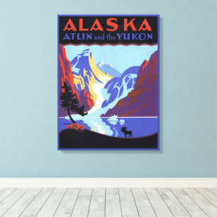 Vintage-Alaska-Reiseposter, Atlin und der Yukon Leinwanddruck