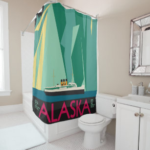 Vintage-Alaska-Reiseposter-Kunst, Taku-Gletscher Duschvorhang