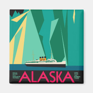Vintage-Alaska-Reiseposter-Kunst, Taku-Gletscher Magnet