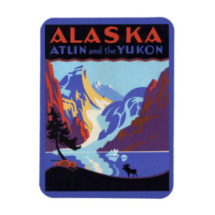 Vintage-Alaska-Reisposter, Atlin und der Yukon Magnet