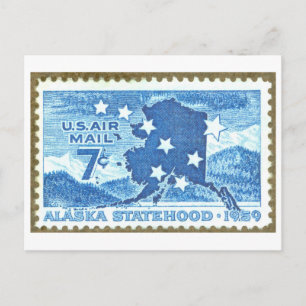 Vintage Alaska-Staatsgründungs-Briefmarke Postkarte