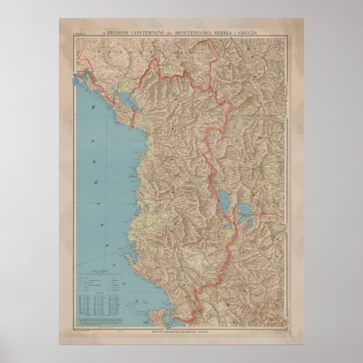 Vintage Albania Map (1916) Poster (Vorne)