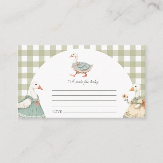 Vintage Alberne Gänsebaby-Show Note Begleitkarte (Vorderseite)