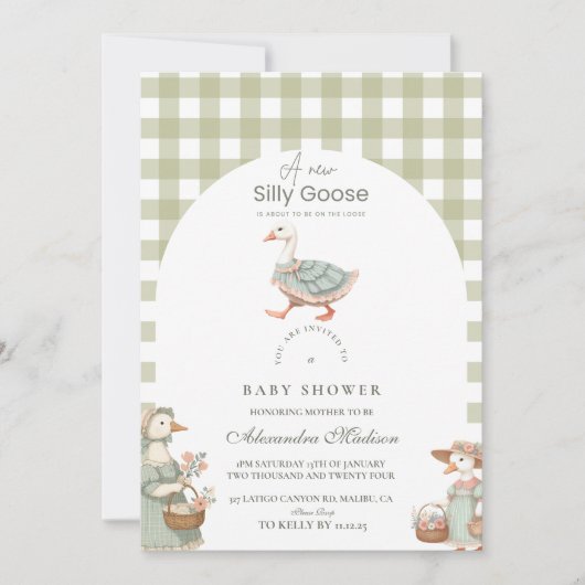 Vintage Alberne Gänsedusche Einladung (Vorderseite)