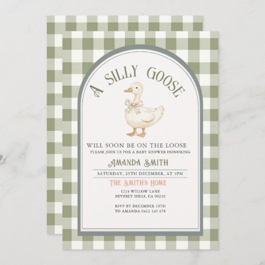 Vintage Alberne Gänsedusche Einladung (Vorne/Hinten)