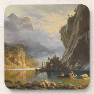 Vintage Albert Bierstadt Indians beim Speerfischen Getränkeuntersetzer